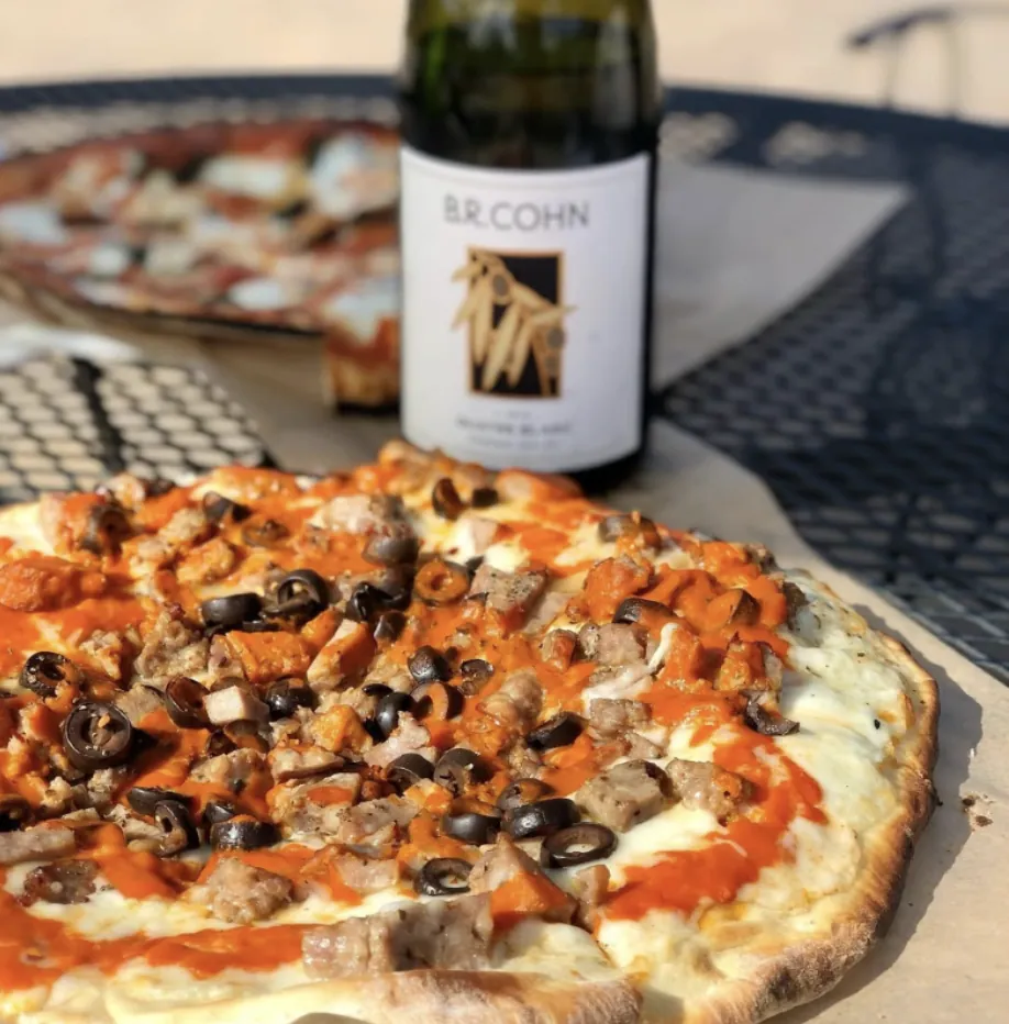 Wood-fired pizza and B.R. Cohn wine